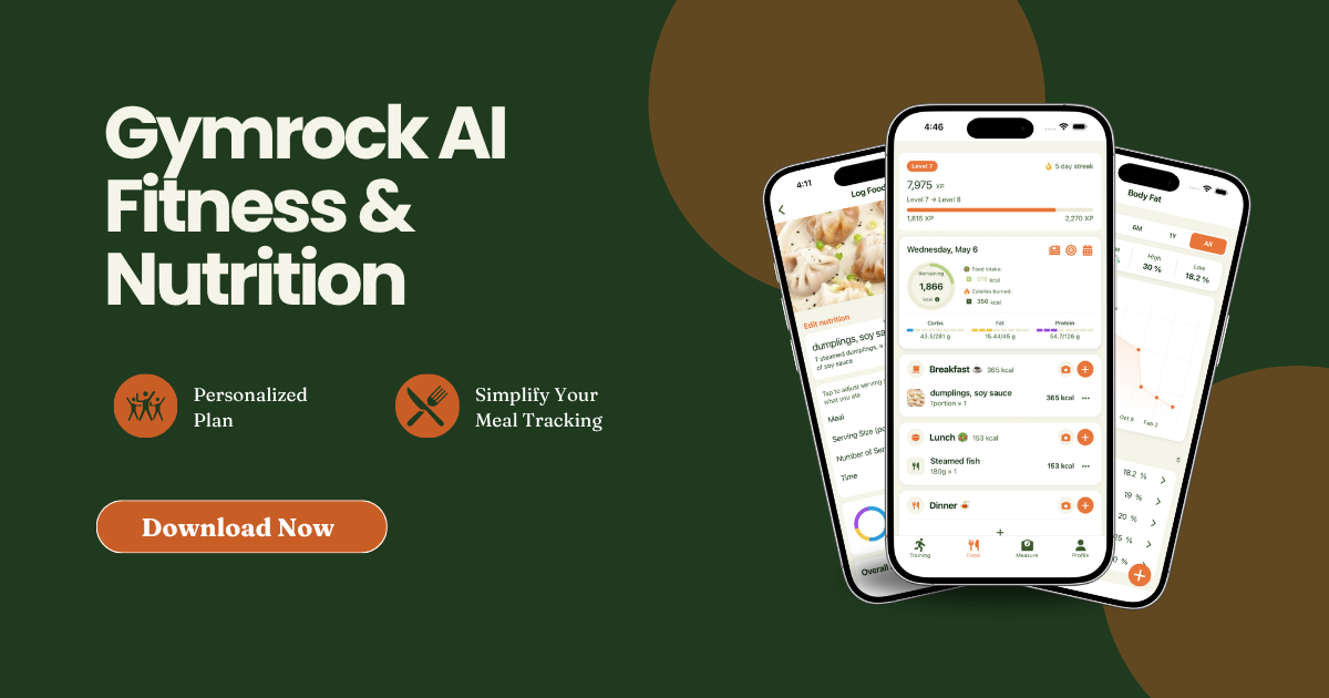 GymRock AI fitness and nutrition app interface